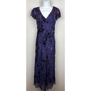 VTG Jones New York Velvet Burnout Midi Dress Size 8 Silk Blend Fairy Y2K Grunge